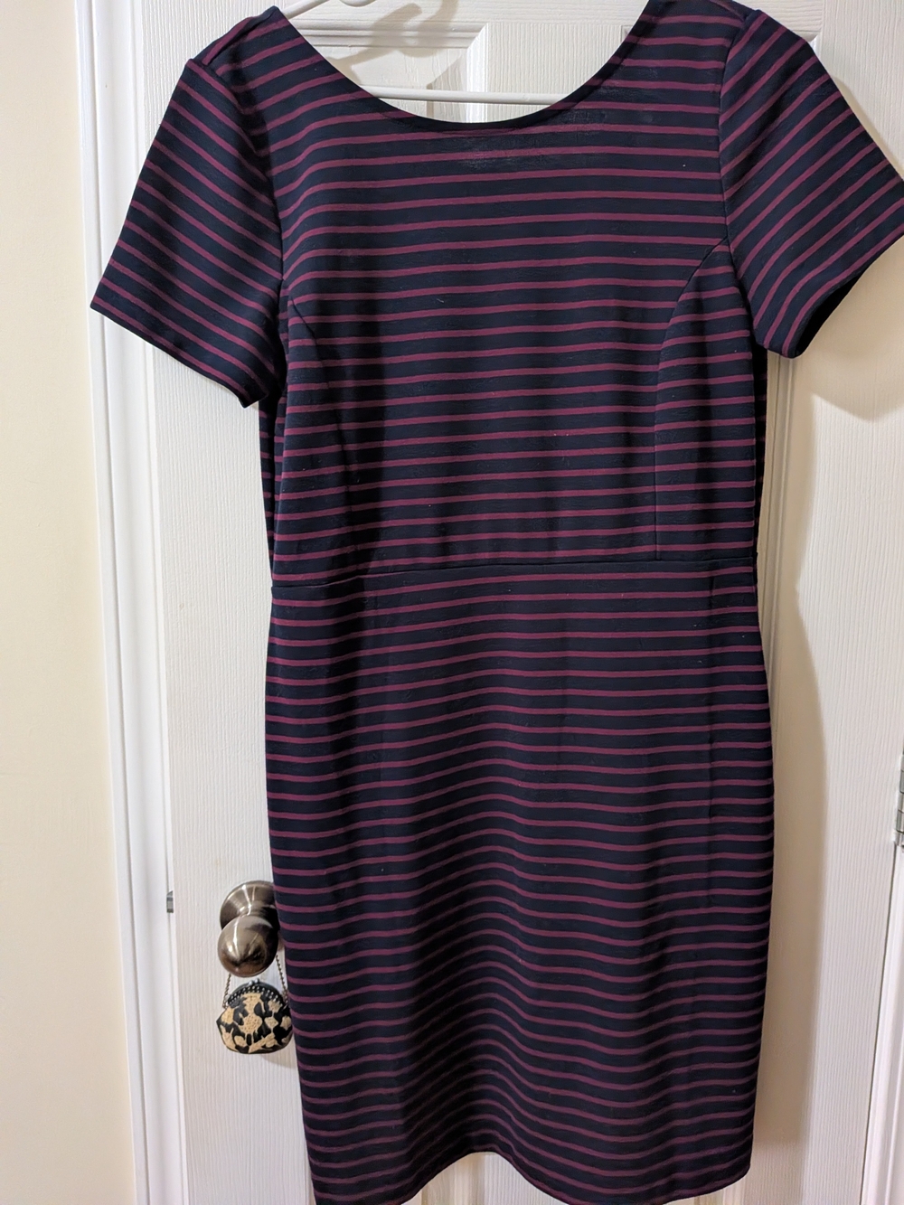 Banana Republic Navy and Plum Striped Midi Dress